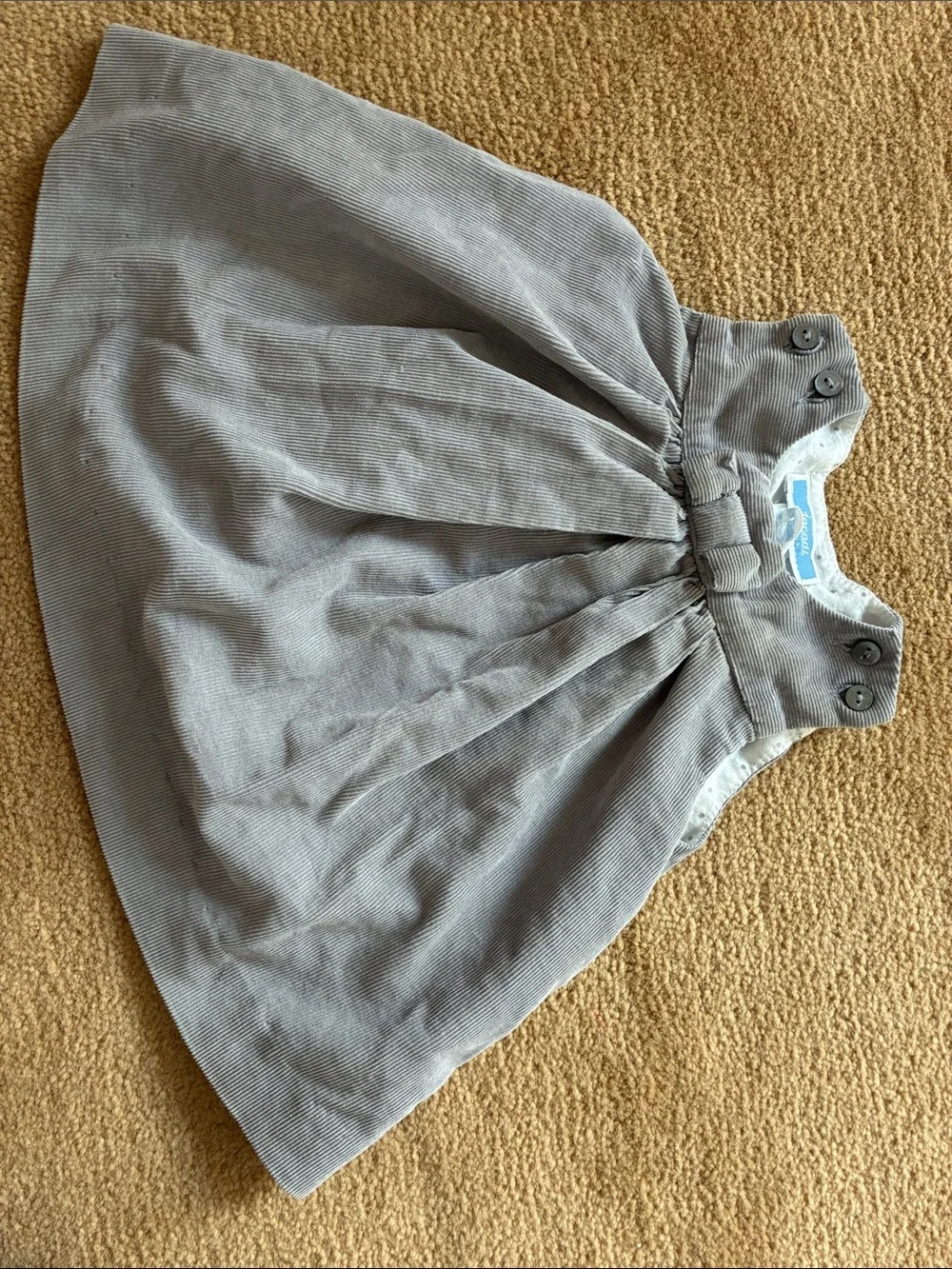 Jacadi Paris Corduroy Pinafore Dress in Light Gray